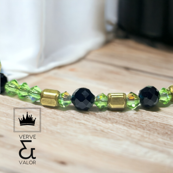 Jet Green Czech Crystals Black Spinel Java Brass Hex Spacers 3 #8 - Verve & Valor